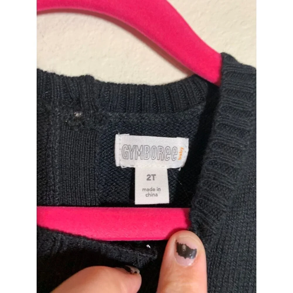 NWT Gymboree Knit Sweater Rainbow Crew Neck Cozy Black Girls Size 2T